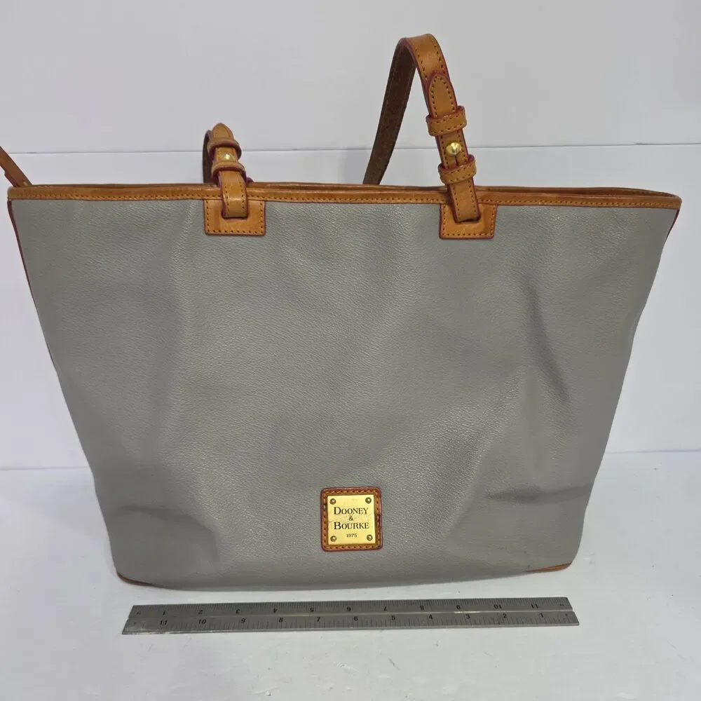 DOONEY AND BOURKE Grey WEXFORD Pebbled LEATHER FLYNN  XL TOTE BAG ORG. $328